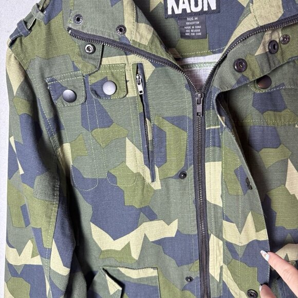 Kaun Camouflage Utility Jacket Womens Full Zip Buttons Pockets 100% Cotton M - Picture 4 of 13